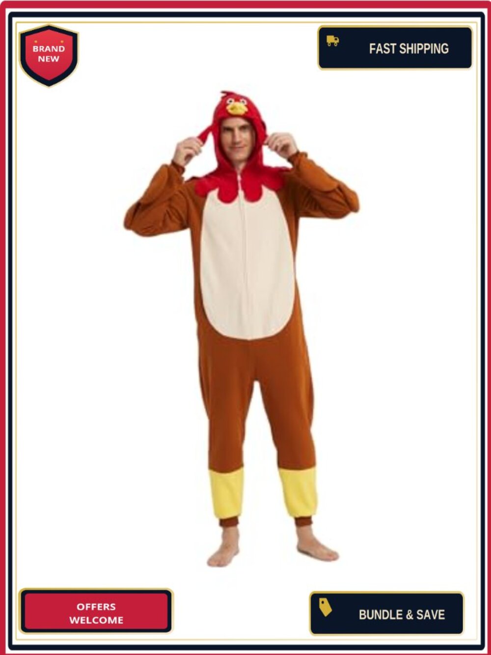 Adult Onesie Turkey Design One Piece Pajamas Costume Sleepwear Unisex